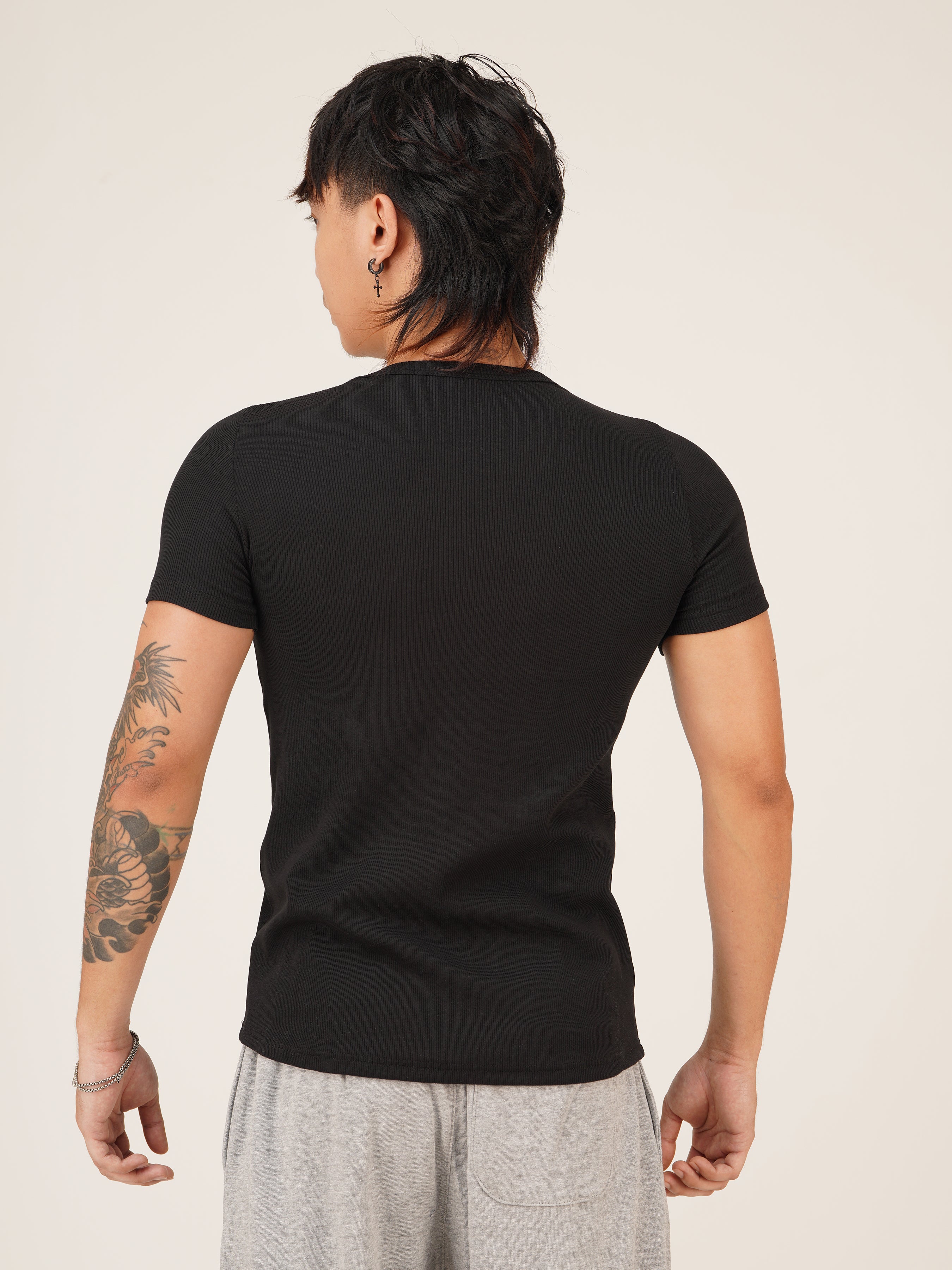 Muscle Fit Ribbed(Black)