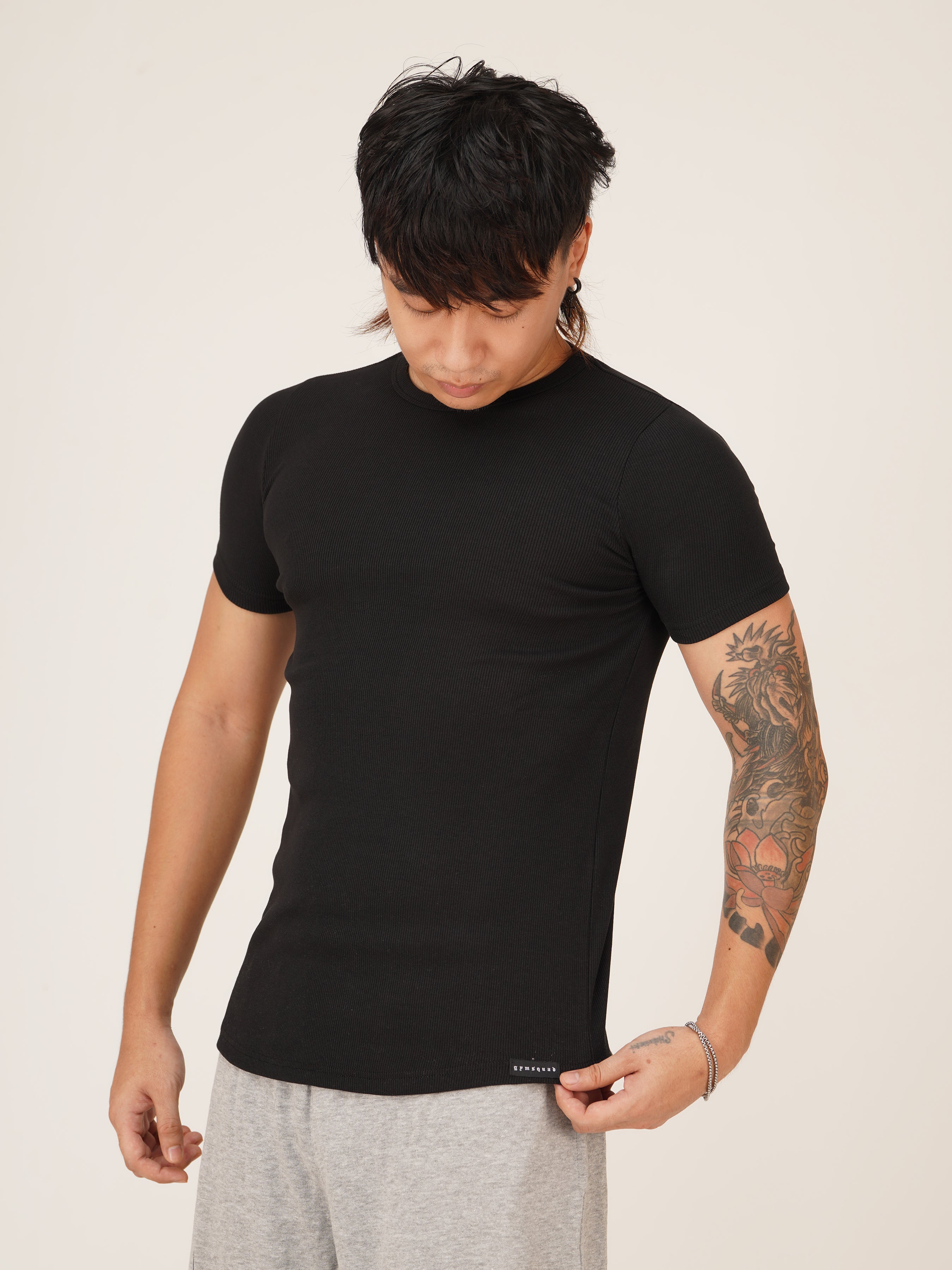 Muscle Fit Ribbed(Black)