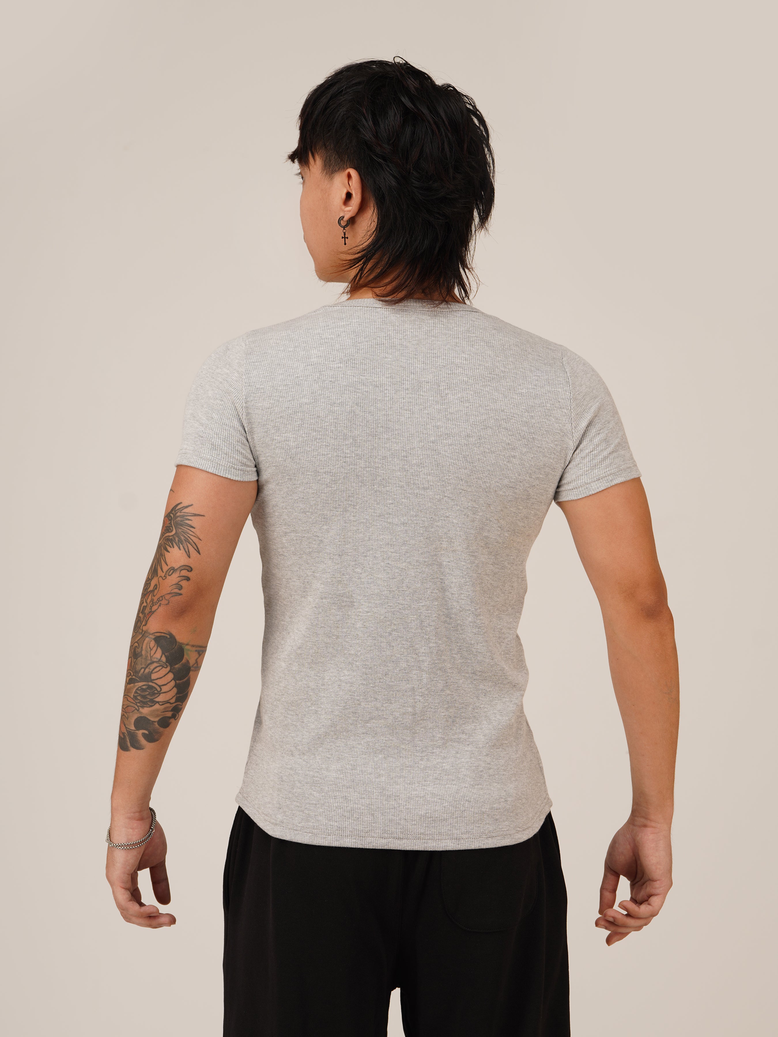 Muscle Fit Ribbed(Grey)