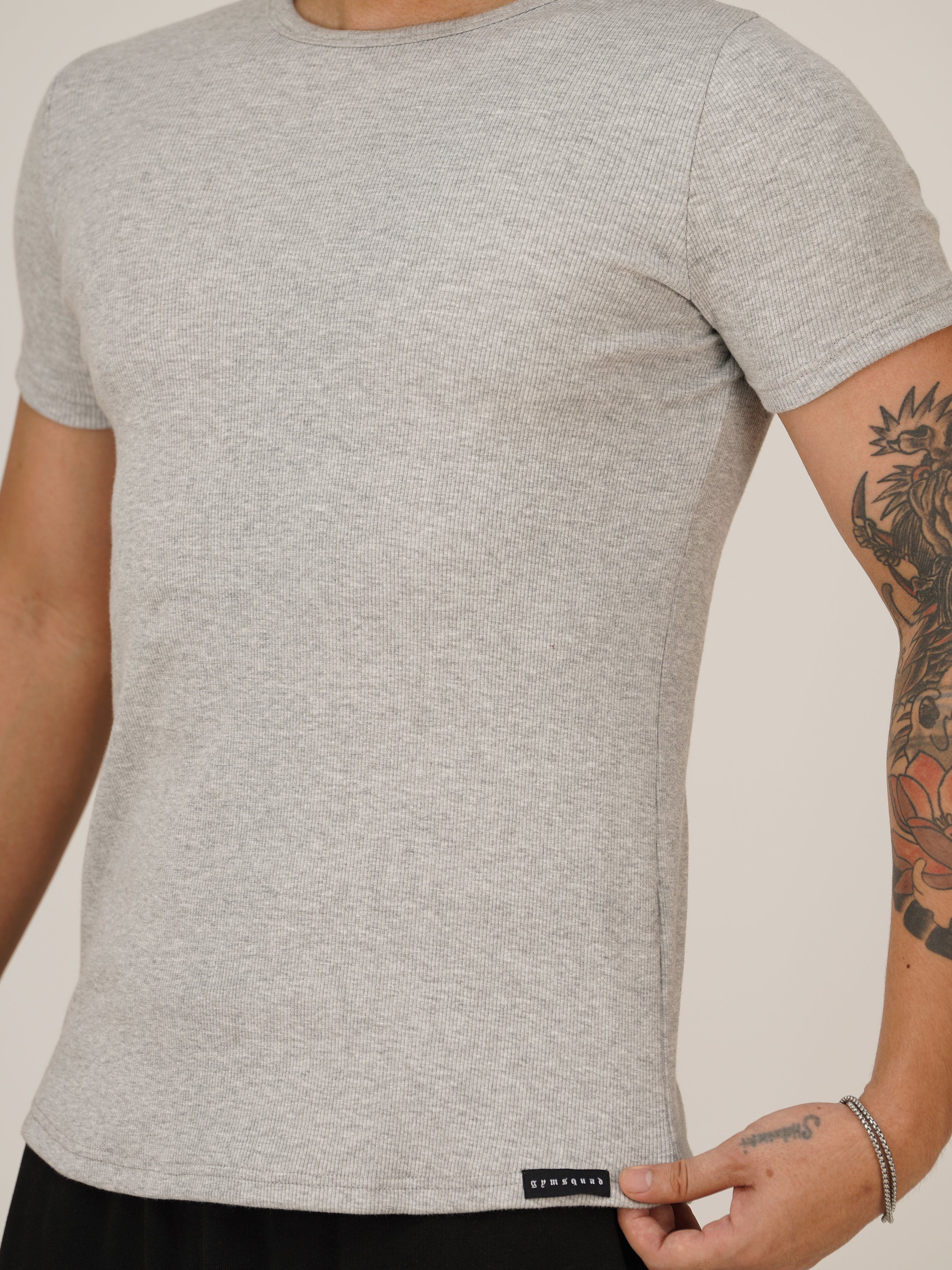 Muscle Fit Ribbed(Grey)