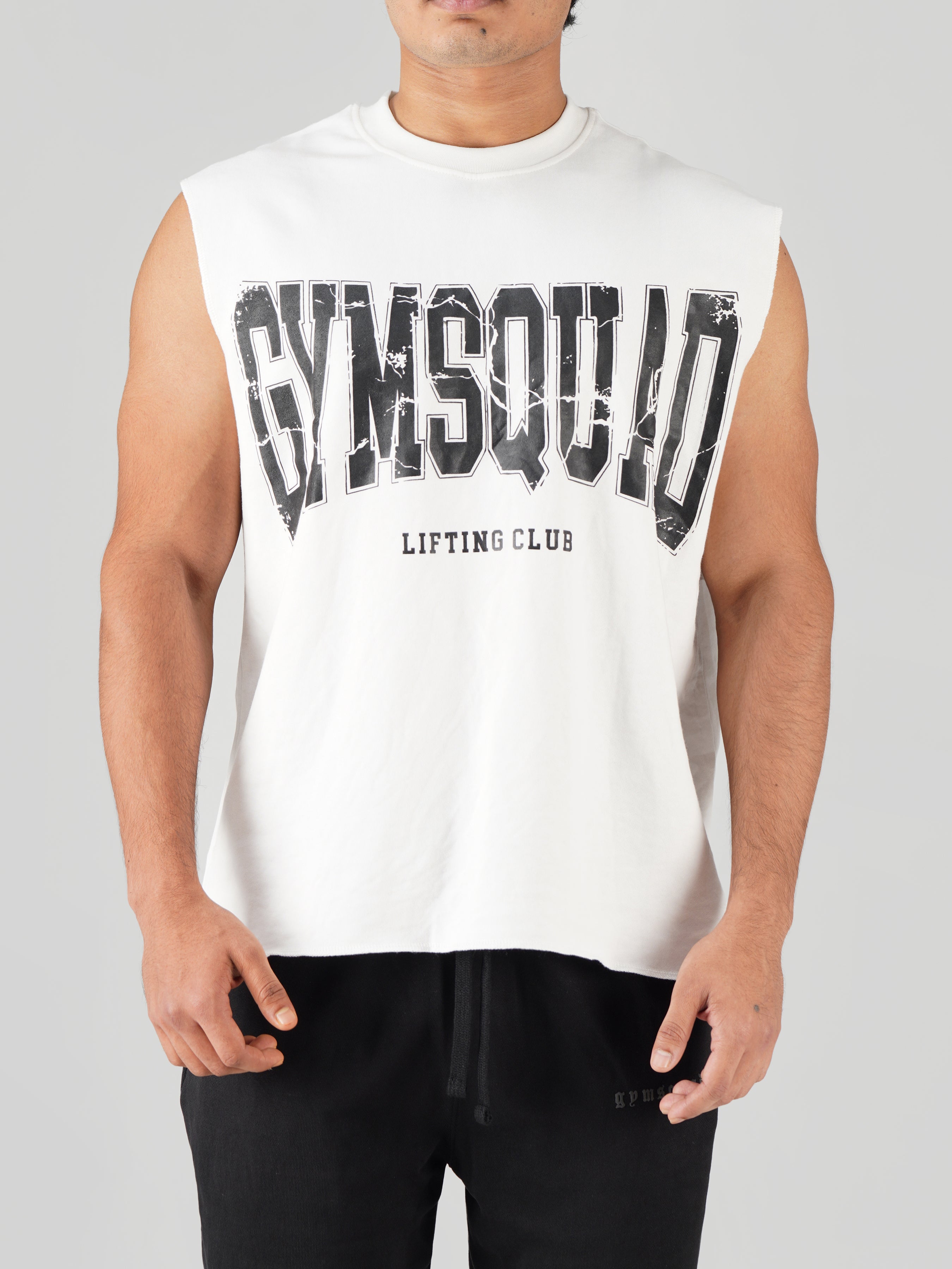 Lifting Club Crop Cut-offs Vest(White)