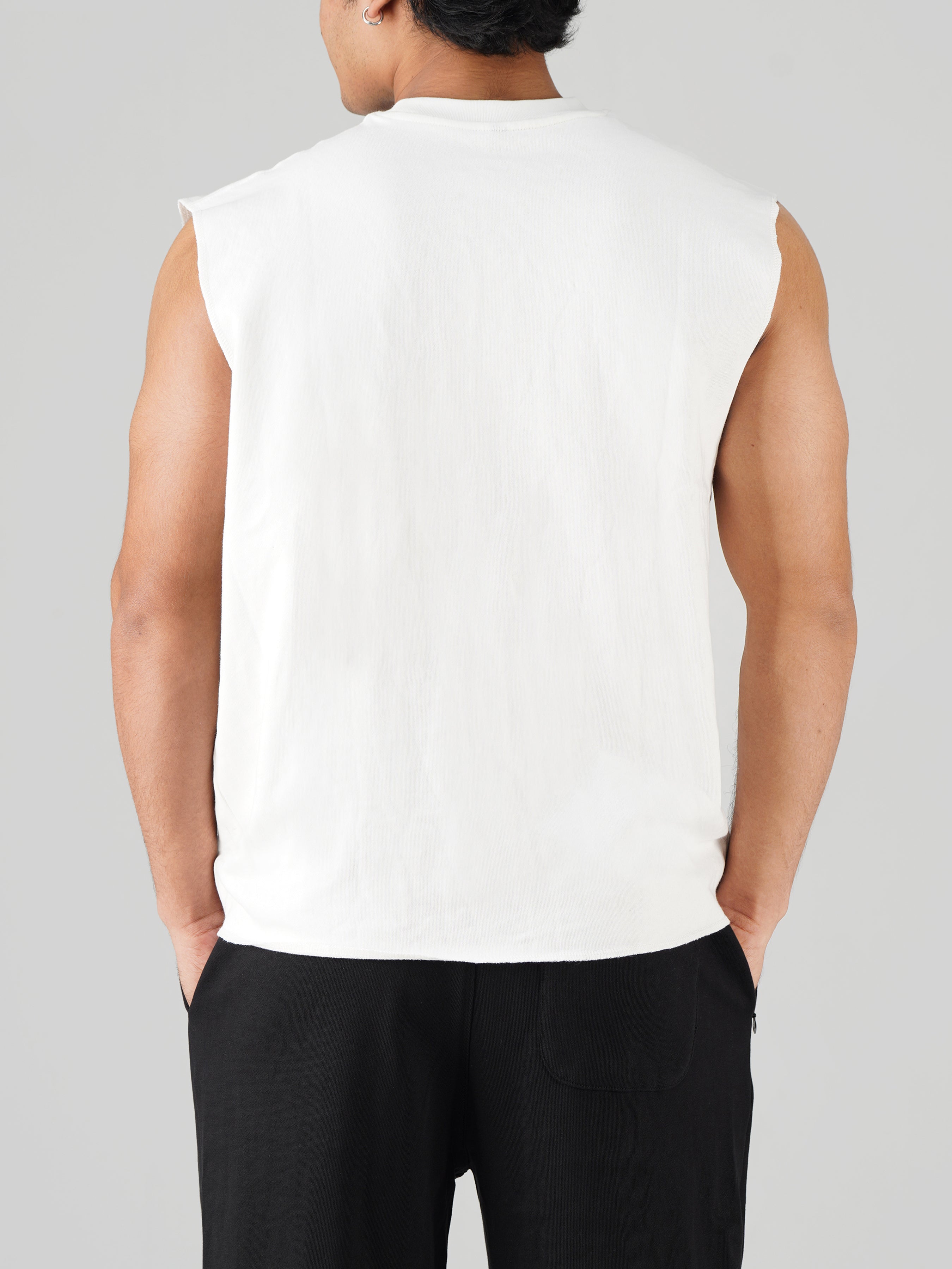 Lifting Club Crop Cut-offs Vest(White)