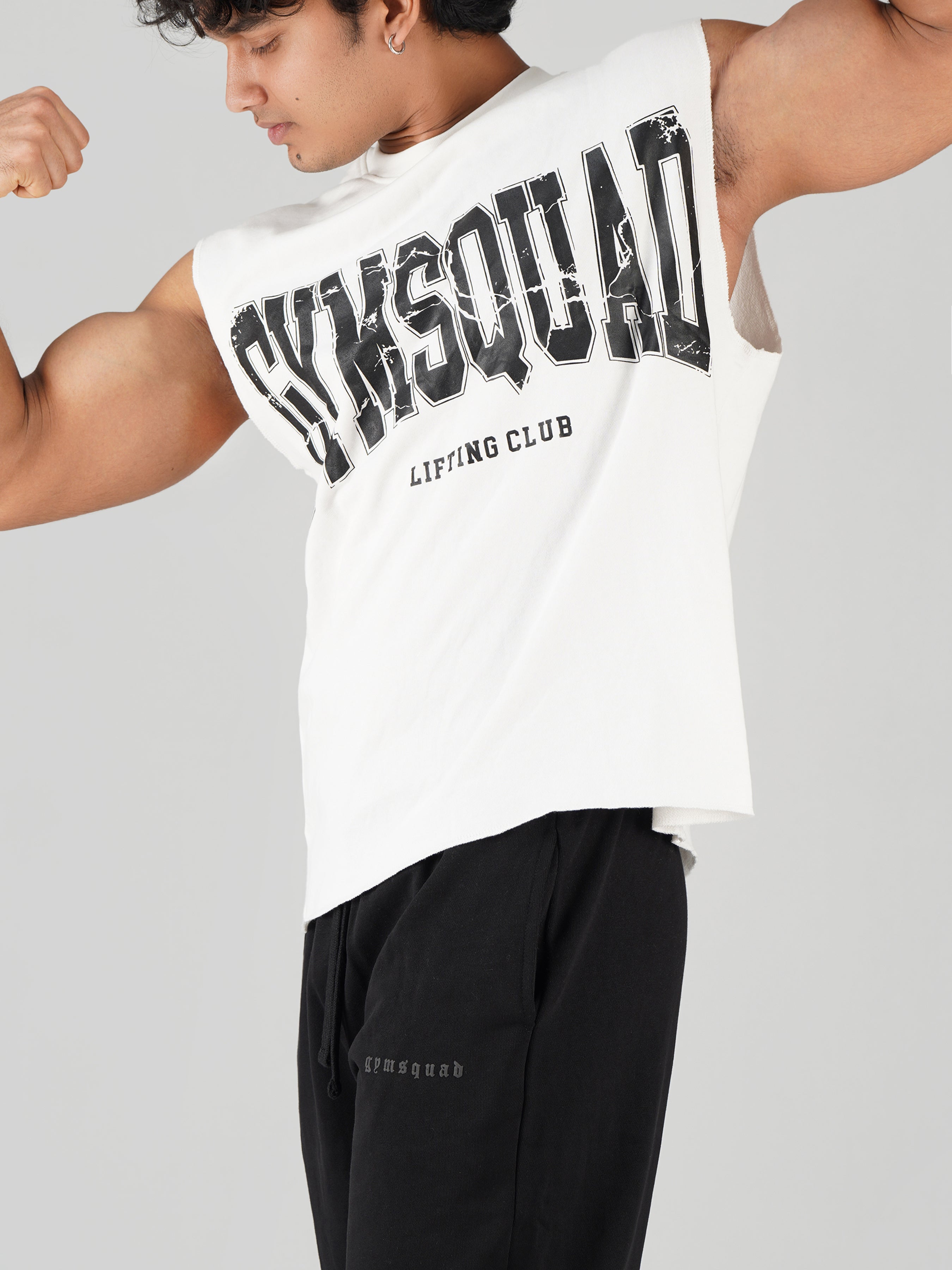 Lifting Club Crop Cut-offs Vest(White)