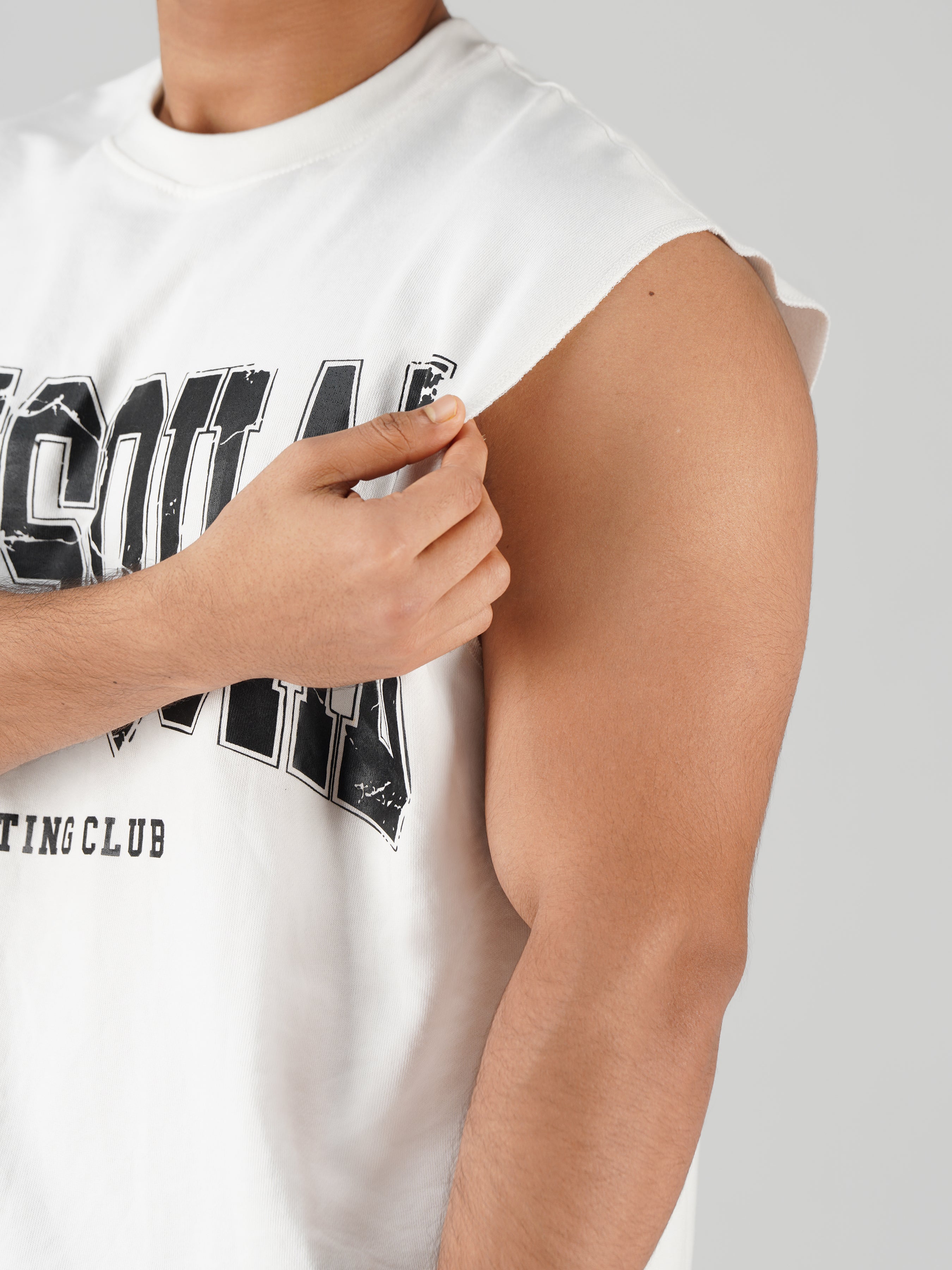 Lifting Club Crop Cut-offs Vest(White)