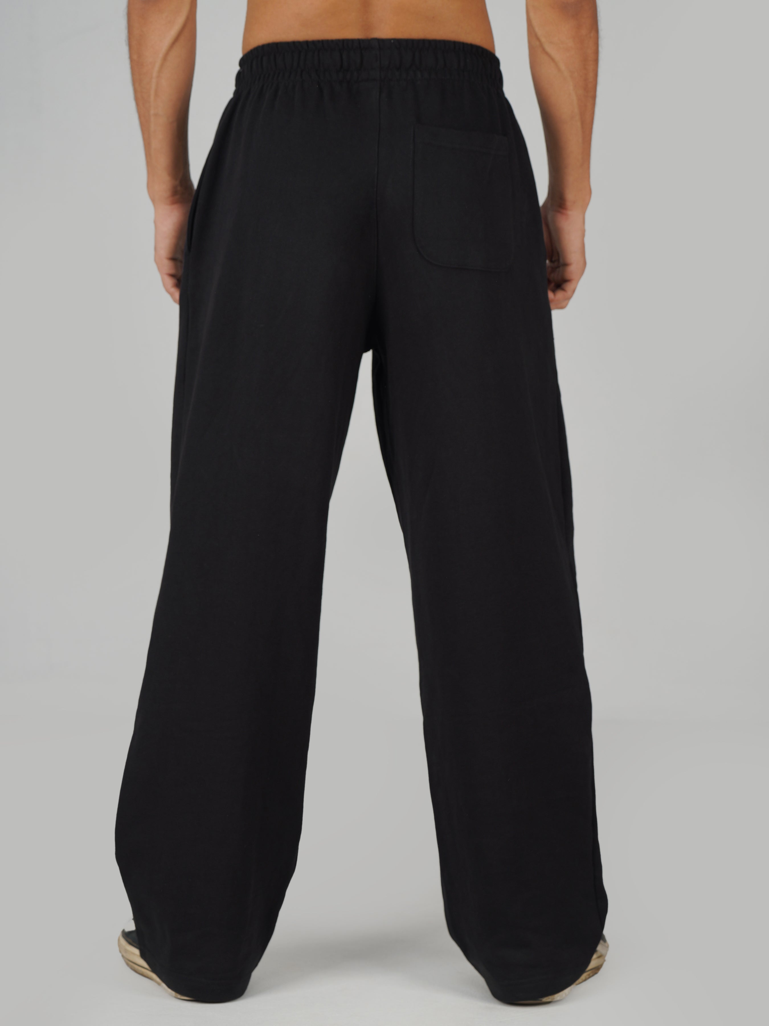 Flame Printed Baggy Sweatpants(Black)