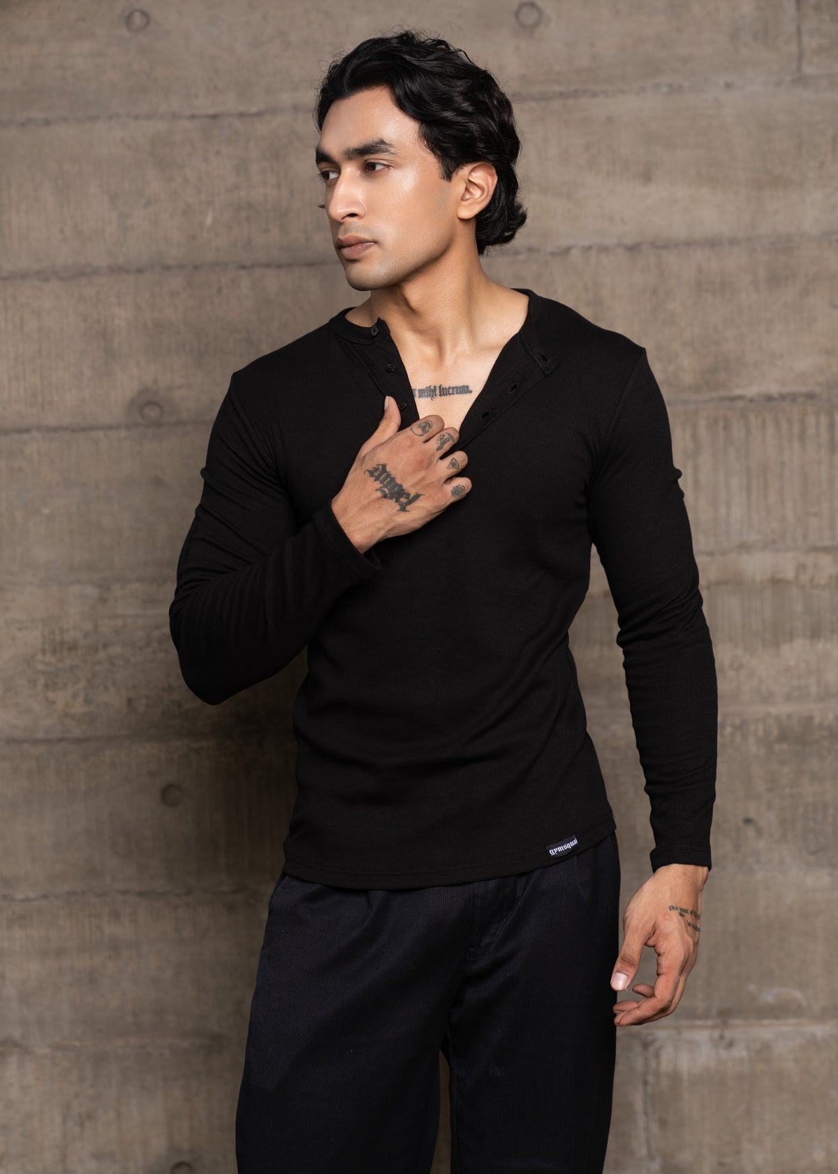 Henley Full Sleeve- Black