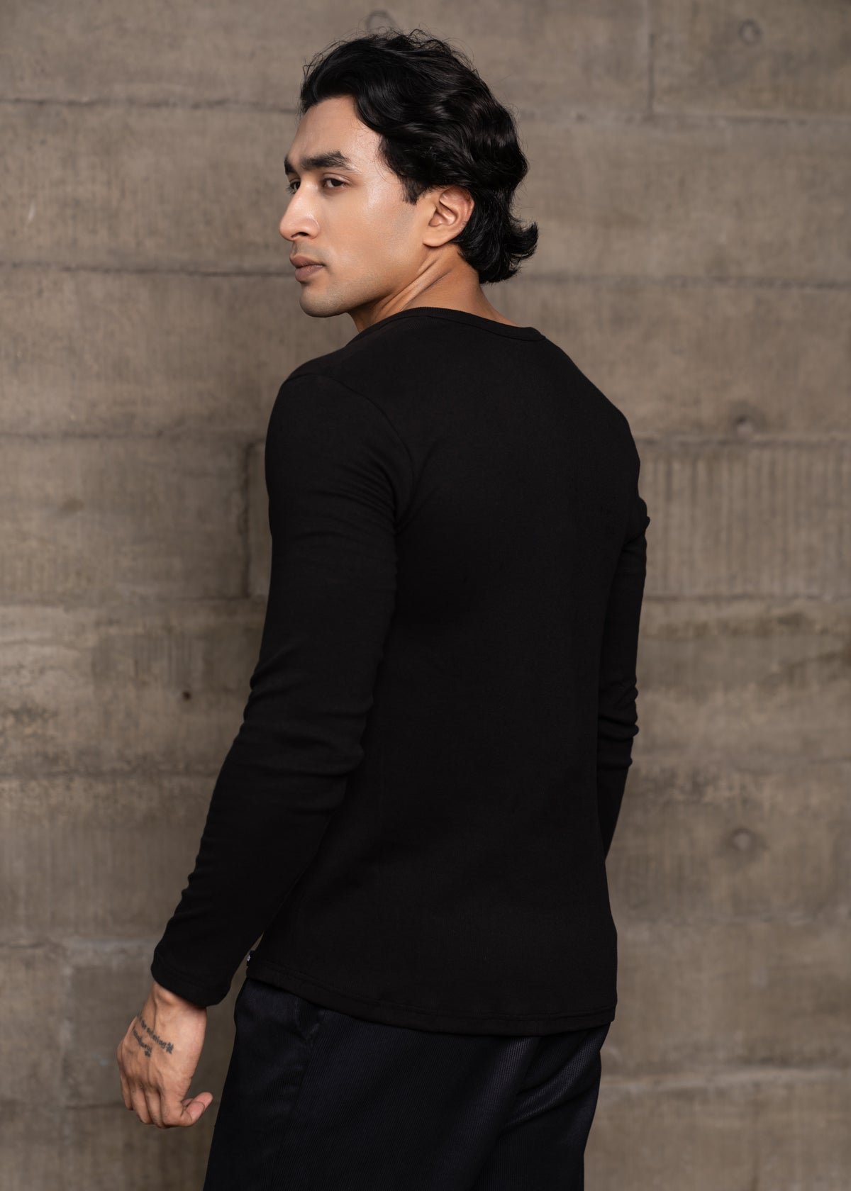 Henley Full Sleeve- Black