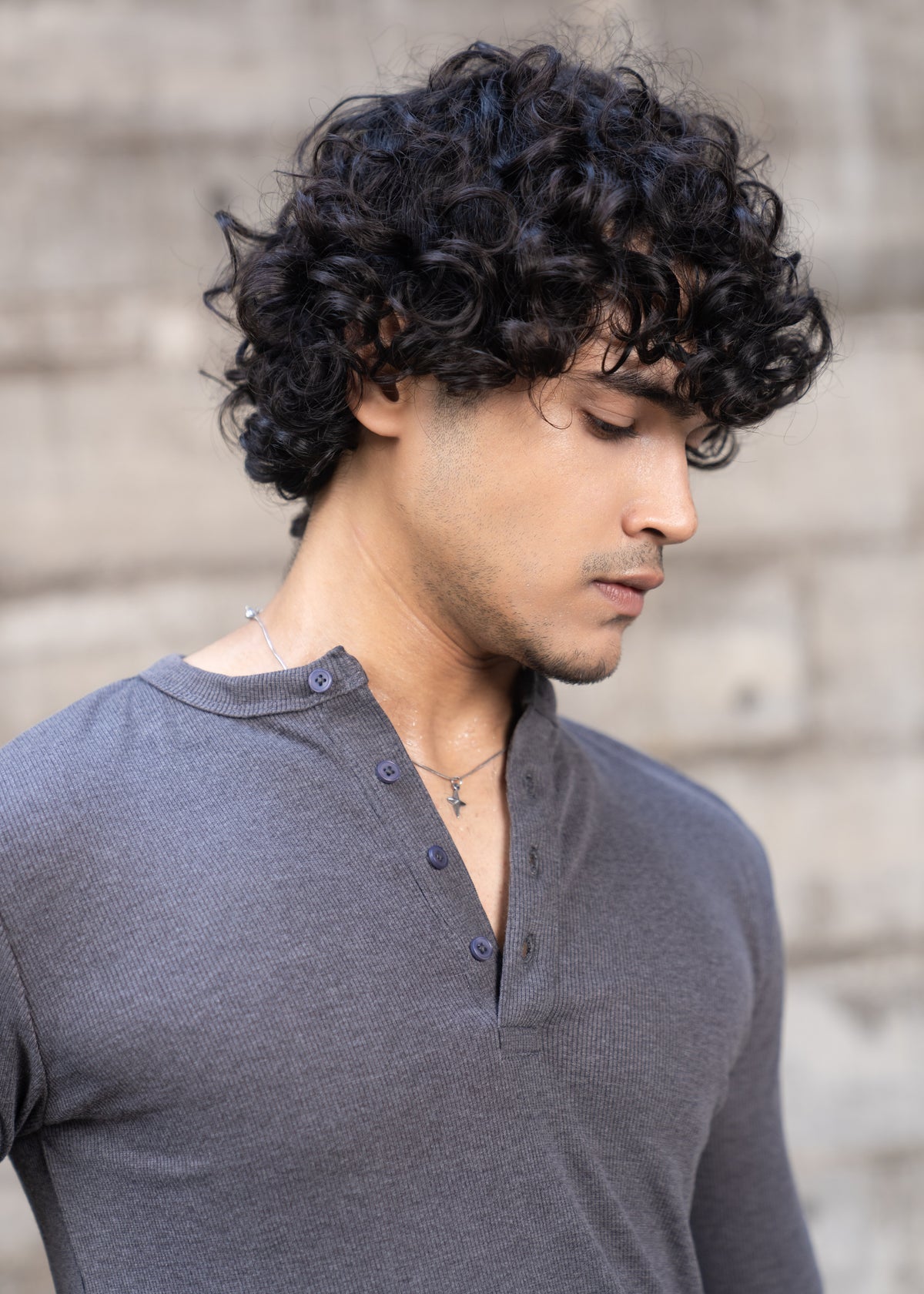 Henley Full Sleeve- Dark Grey