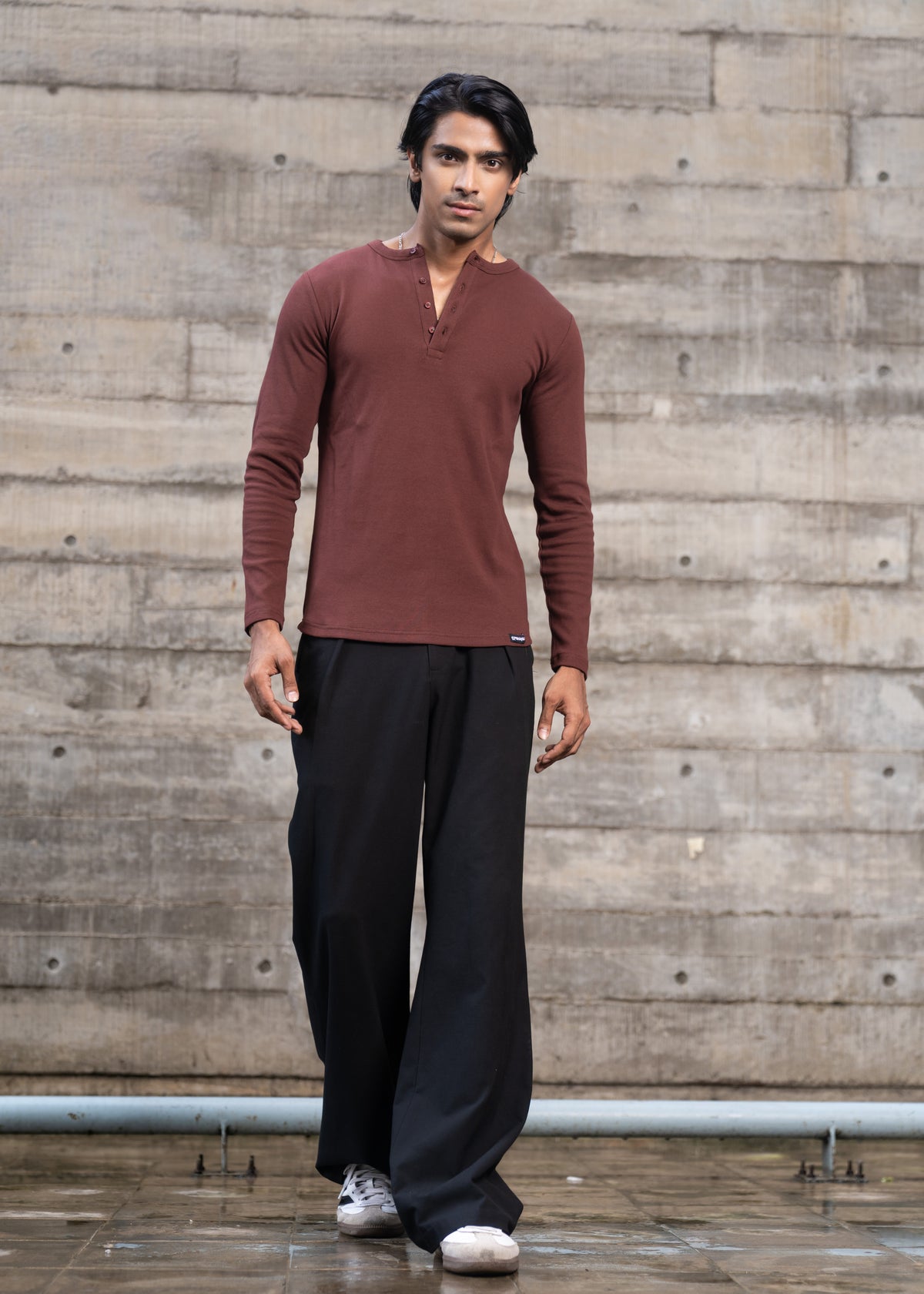 Henley Full Sleeve- Coffee
