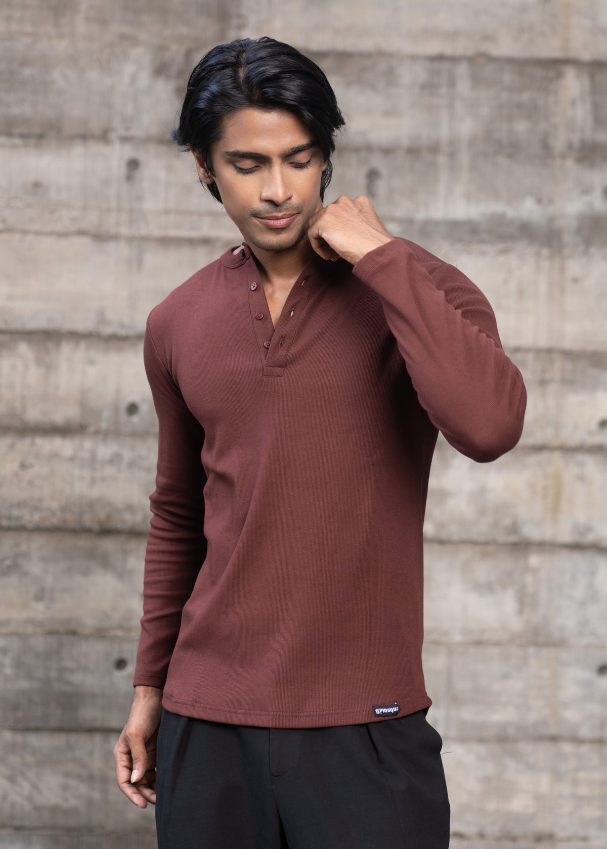 Henley Full Sleeve- Coffee