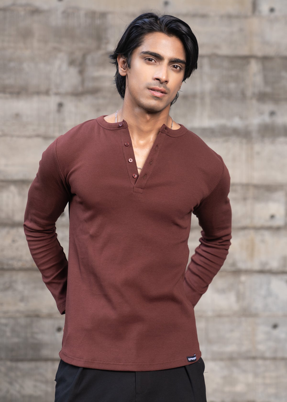 Henley Full Sleeve- Coffee