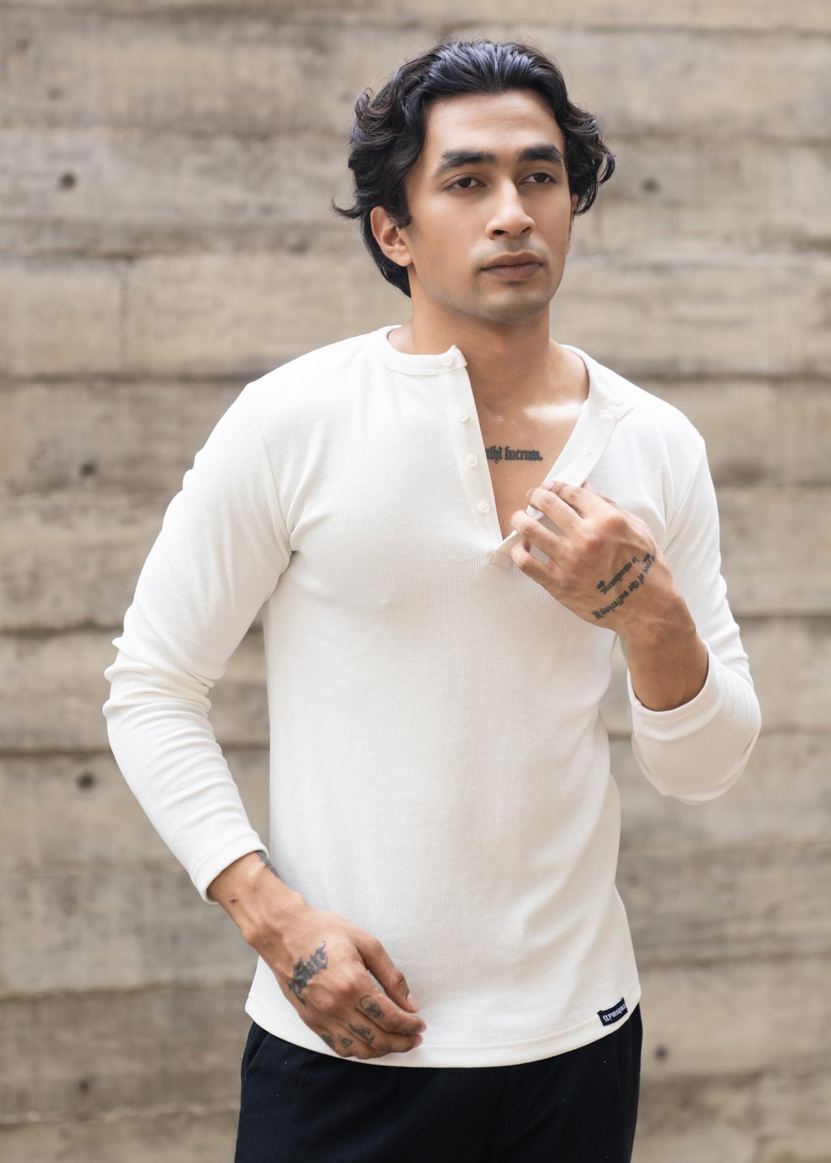 Henley Full Sleeve- White