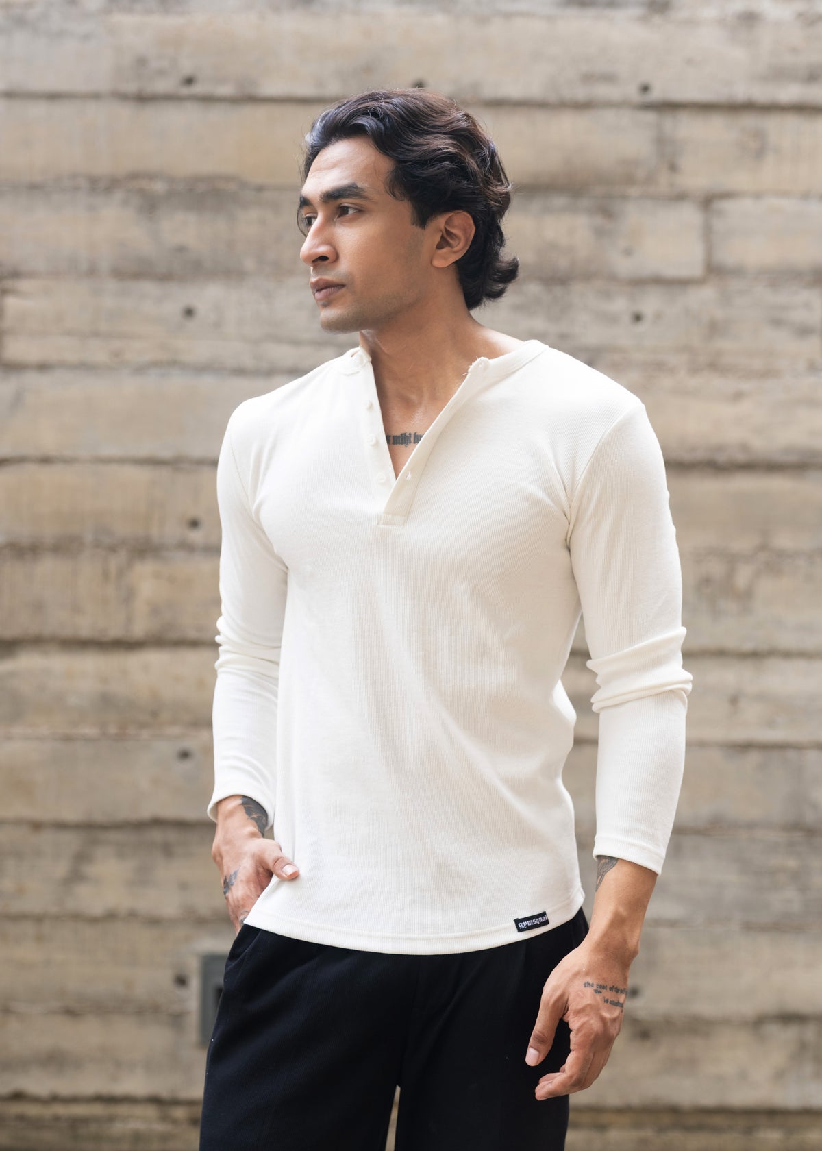 Henley Full Sleeve- White