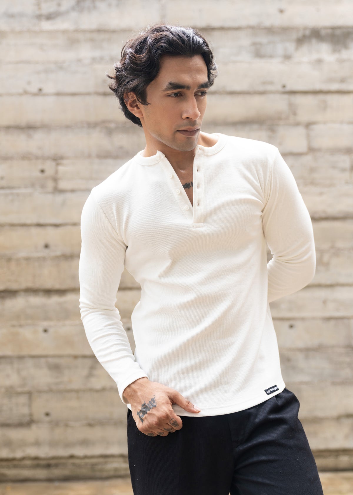 Henley Full Sleeve- White