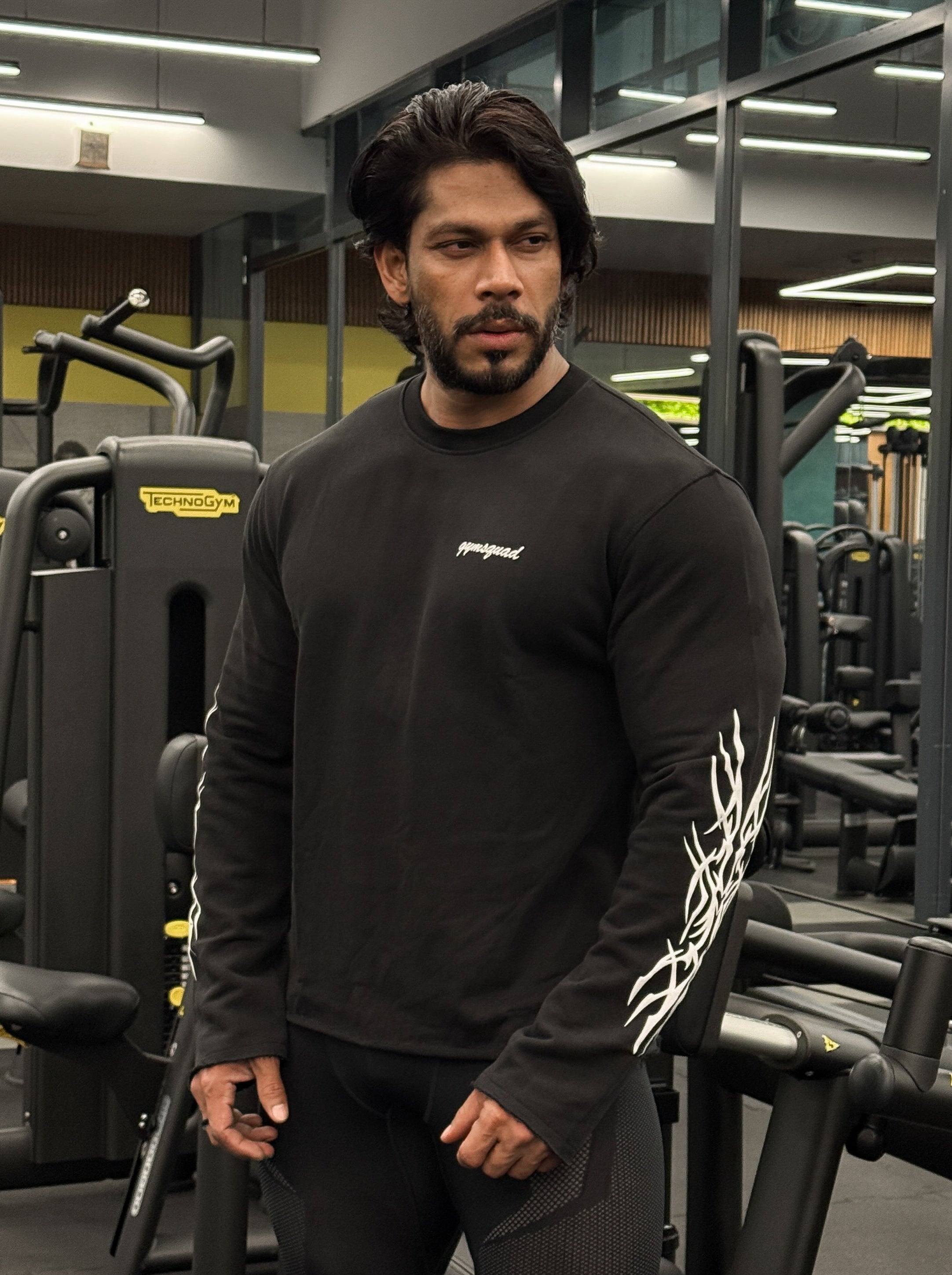 Inked BOXY-CROPED Longsleeves sweatshirt (Black)