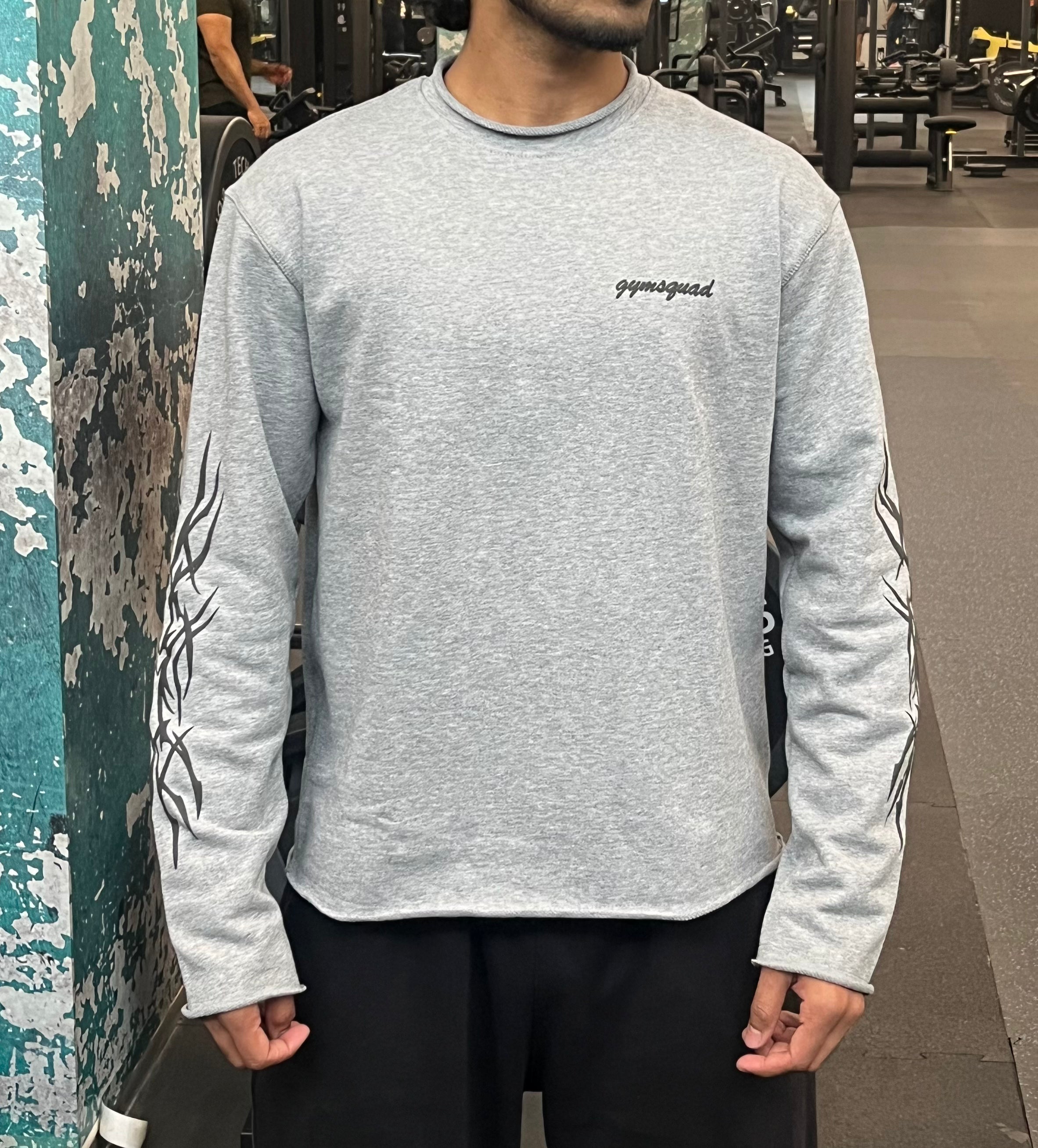 Inked BOXY-CROPED Longsleeves sweatshirt (Grey)